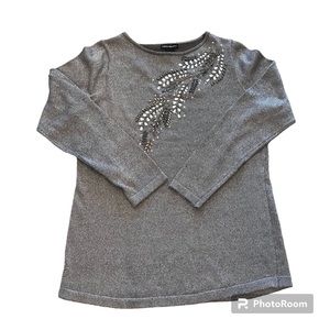 Lauren Michelle silver rhinestones sweater. Medium